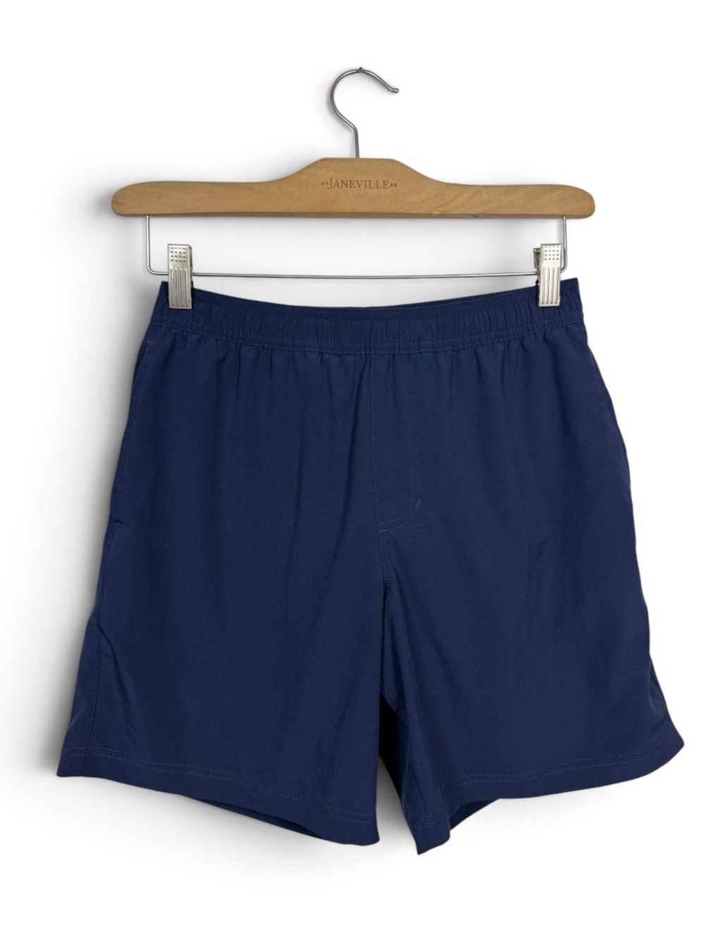 Chubbies Men’s Solid Navy 7 inch Swim Trunks with Neon Palm Tree Liner M-416 Sz
